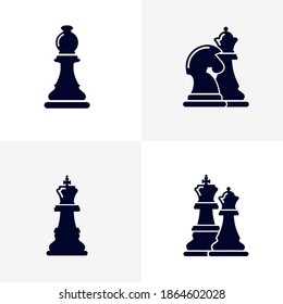 Set of Chess icon logo vector template, Creative Gambling design icon symbol Illustration