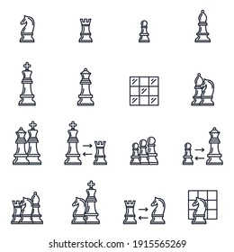 Set of Chess icon. Chess Strategy pack symbol template for graphic and web design collection logo vector illustration