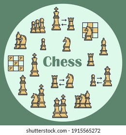 Set of Chess icon. Chess Strategy pack symbol template for graphic and web design collection logo vector illustration