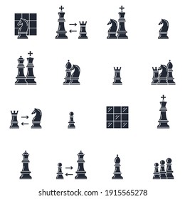 Set of Chess icon. Chess Strategy pack symbol template for graphic and web design collection logo vector illustration