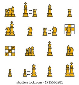 Set of Chess icon. Chess Strategy pack symbol template for graphic and web design collection logo vector illustration