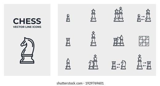 Set of Chess icon. Chess Strategy pack symbol template for graphic and web design collection logo vector illustration