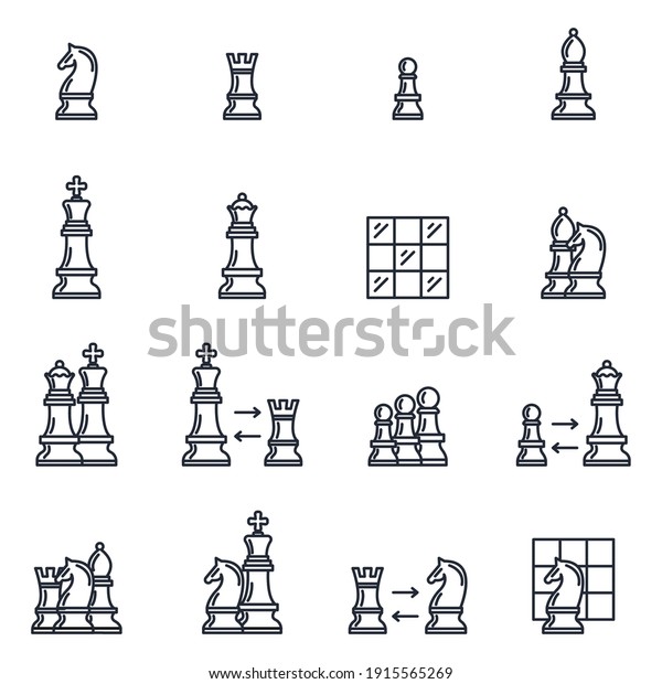 Set of\
Chess icon. Chess Strategy pack symbol template for graphic and web\
design collection logo vector\
illustration