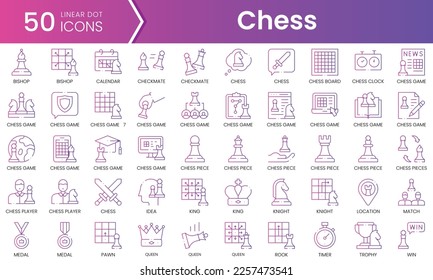 Set of chess icons. Gradient style icon bundle. Vector Illustration