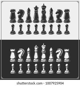 Set of chess icons. Vector Illustration.