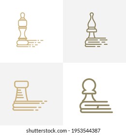 Set of Chess logo design vector illustration, Creative Chess logo design concept template, symbols icons