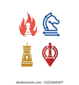 Set of Chess logo design vector illustration, element graphic icon design template