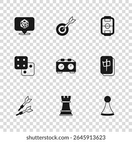 Set Chess, Mahjong pieces, Chip for board game, Time chess clock, Table football, Game dice, Classic dart and arrow and  icon. Vector - Powered by Shutterstock - Get 15% off with code: PIKWIZARD15