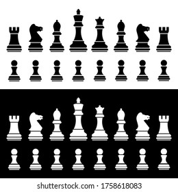 Set of chess pieces. Chess is an ancient intellectual game. Vector illustration isolated for design and web.