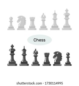 Set of chess pieces. Cartoon style. Vector stock illustration. Isolated on a white background.