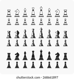 Set of chess pieces (chessmen, chess set), vector illustration