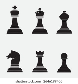 set of chess pieces good for icon, logo , symbol, element design, etc