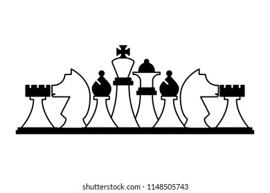 set chess pieces isolated icon
