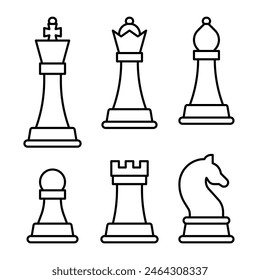 Set of chess pieces in a line style vector illustration