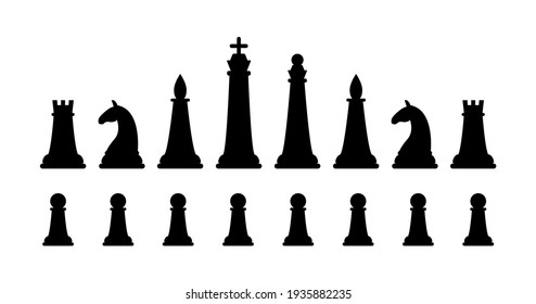 Set of chess pieces on white background. Vector illustration