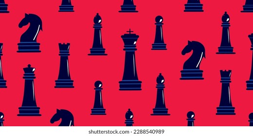 Set of chess pieces pattern in trendy style.