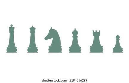 Set of chess pieces for playing chess. Board logic game. Flat style. Vector illustration