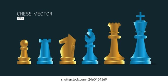 Set of chess pieces. Realistic vector Chess piece icons. Board game. Vector illustration