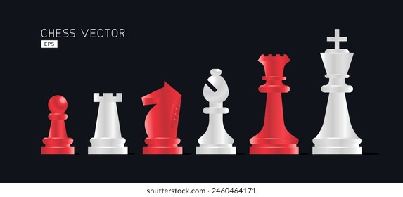 Set of chess pieces. Realistic vector Chess piece icons. Board game. Vector illustration