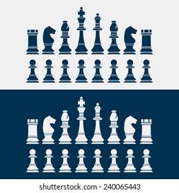 set of chess pieces silhouettes. vector illustration