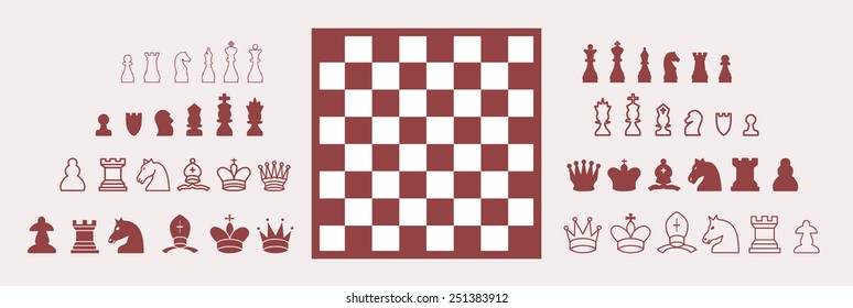 set of chess pieces. vector illustration