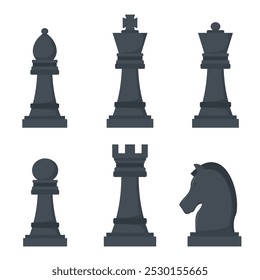 Set of chess pieces. Vector illustration in flat design style isolated on white background.