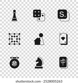 Set Chess, Playing cards, Mahjong pieces, Chip for board game, Bingo, Game dice and Board icon. Vector