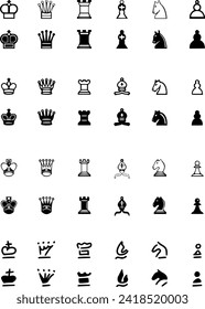 Set of Chess Related Vector Line Icons. Contains such Icons as Queen, Strategy, Checkmate and more.