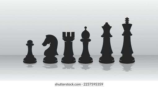 set of chess silhouette illustration