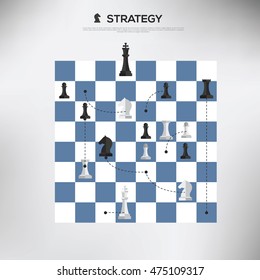 Set of Chess strategy table. Flat design vector illustration