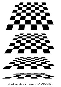 Set Of Chessboard, Checkered Board Shapes In Different Perspective