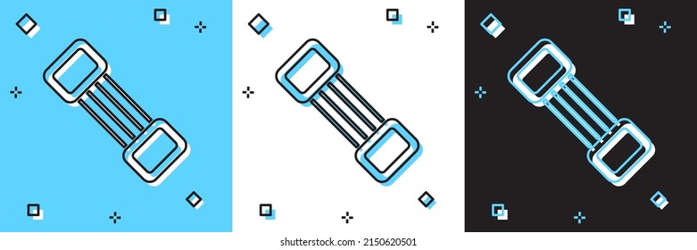 Set Brustkorb Expander Symbol einzeln auf blauem und weißem, schwarzem Hintergrund. Vektorgrafik