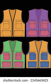 Set of chest vest bag coloring vector, chest vest bag in a sketch style, vector Illustration.
