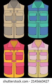 Set of chest vest bag coloring vector, chest vest bag in a sketch style, vector Illustration.
