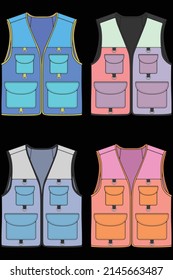 Set of chest vest bag coloring vector, chest vest bag in a sketch style, vector Illustration.
