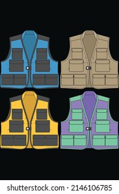 Set of chest vest bag coloring vector, chest vest bag in a sketch style, vector Illustration.
