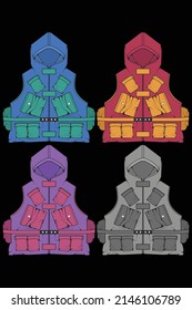 Set of chest vest bag coloring vector, chest vest bag in a sketch style, vector Illustration.
