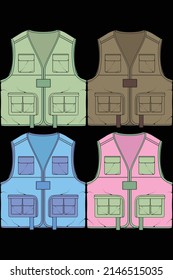 Set of chest vest bag coloring vector, chest vest bag in a sketch style, vector Illustration.
