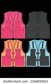 Set of chest vest bag coloring vector, chest vest bag in a sketch style, vector Illustration.
