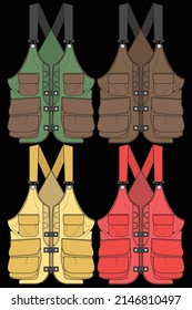 Set of chest vest bag coloring vector, chest vest bag in a sketch style, vector Illustration.
