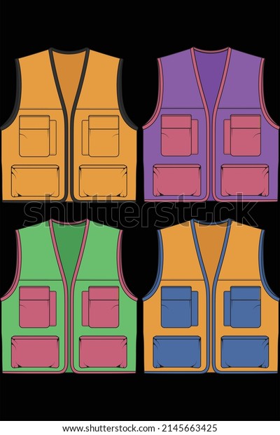 Set of chest vest bag\
coloring vector, chest vest bag in a sketch style, vector\
Illustration.\
