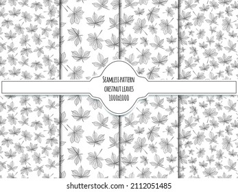 A set of chestnut leaves seamless pattern, 1000x1000, Vector graphics.