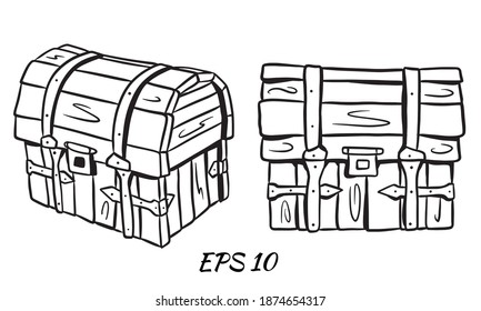 Juego de cofres al estilo de las caricaturas. Coquetear en la cara completa y en tres cuartos.