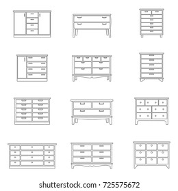 Set of chests of drawers, vector illustration