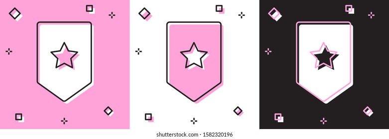 Set Chevron icon isolated on pink and white, black background. Military badge sign.  Vector Illustration