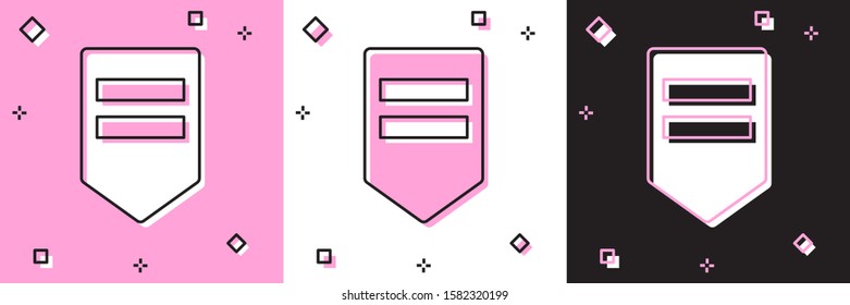 Set Chevron icon isolated on pink and white, black background. Military badge sign.  Vector Illustration