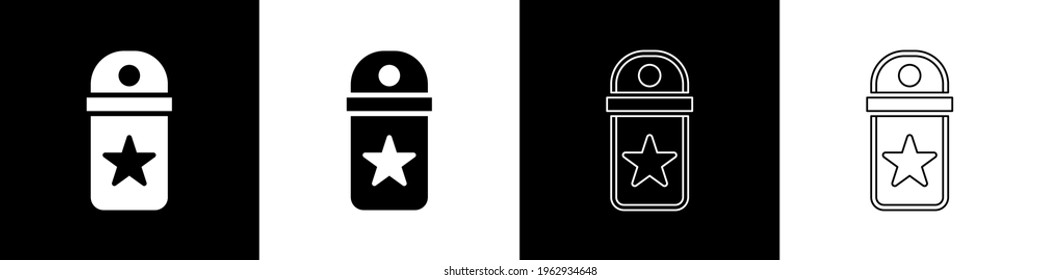 Set Chevron icon isolated on black and white background. Military badge sign.  Vector