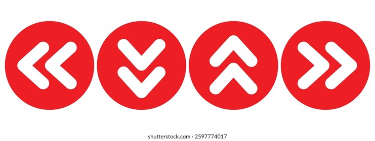 Set of chevron icons. Arrows symbols set. Chevron symbols. Blend effect. Right, left up and down direction pointer chevron arrows. Vector illustration isolated
