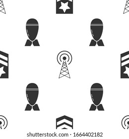 Set Chevron , Radar  and Aviation bomb  on seamless pattern. Vector