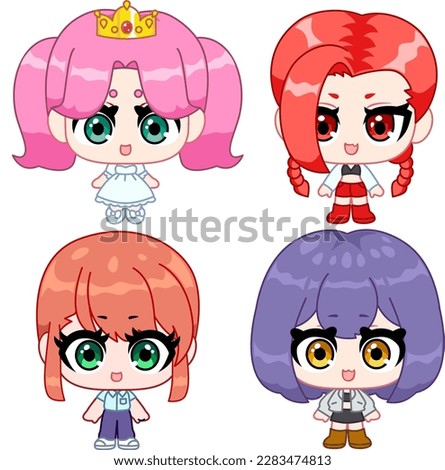 Set of chibi character,Vector illsutration